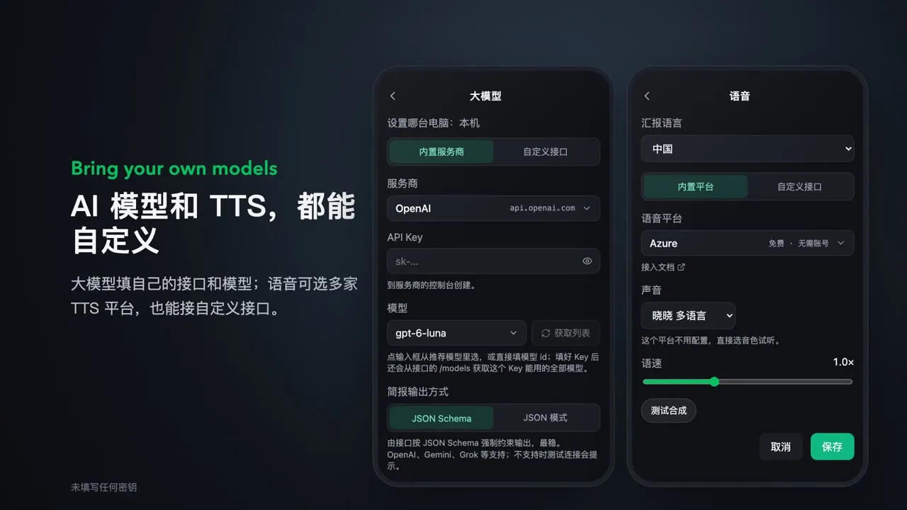 大模型和语音设置页